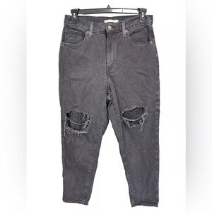 Levis Jeans Women’s 31 Black High Waisted Mom Jean Distressed 100% Cotton